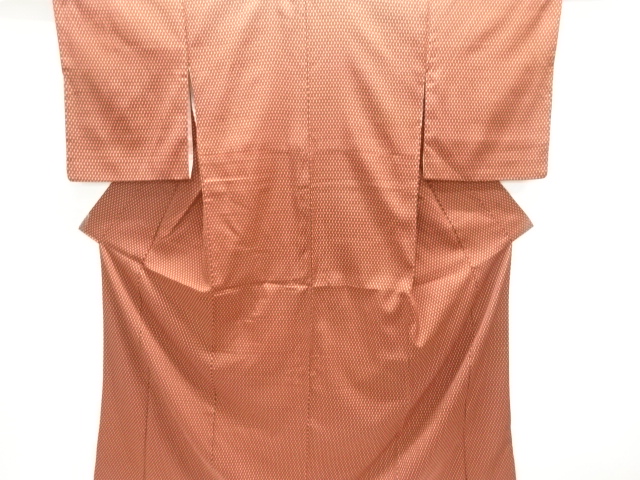 JAPANESE KIMONO / ANTIQUE OMESHI / TAISHO ROMAN STYLE / SILK / WOVEN GEOMETRIC PATTERN